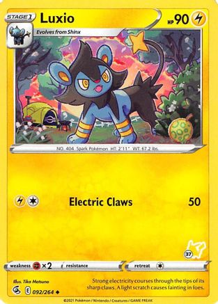 Luxio (092/264) (Pikachu Stamp #37) [Battle Academy 2022] - Trinity Hobby