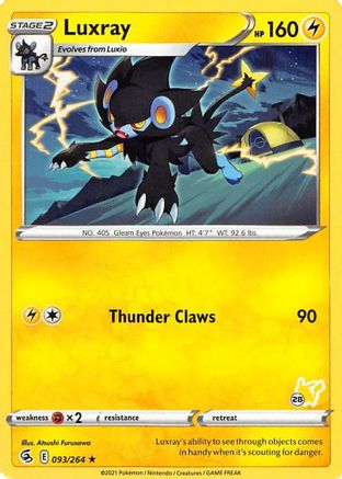 Luxray (093/264) (Pikachu Stamp #28) [Battle Academy 2022] - Trinity Hobby