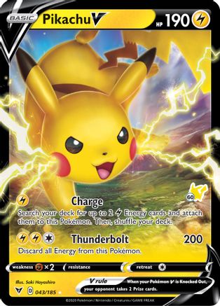 Pikachu V (043/185) (Pikachu Stamp #60) [Battle Academy 2022] - Trinity Hobby