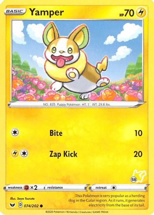 Yamper (074/202) (Pikachu Stamp #58) [Battle Academy 2022] - Trinity Hobby