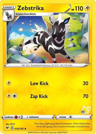 Zebstrika (054/185) (Pikachu Stamp #25) [Battle Academy 2022] - Trinity Hobby