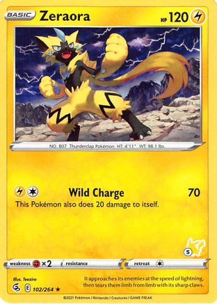Zeraora (102/264) (Pikachu Stamp #5) [Battle Academy 2022] - Trinity Hobby