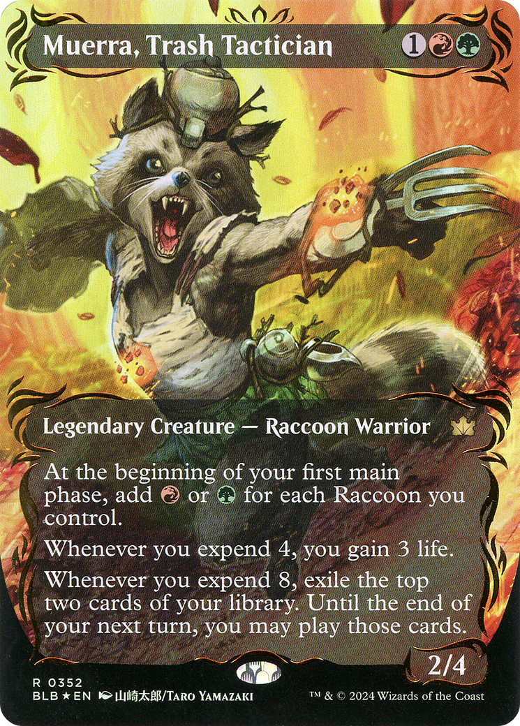 Muerra, Trash Tactician (Borderless) (Raised Foil) [Bloomburrow] - Trinity Hobby