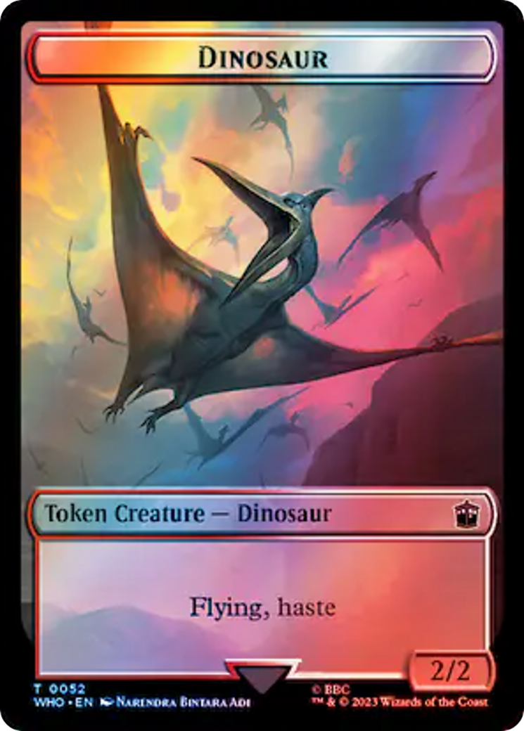 Warrior // Dinosaur Double-Sided Token (Surge Foil) [Doctor Who Tokens] - Trinity Hobby
