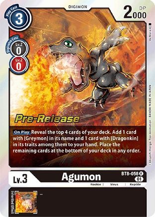 Agumon [BT8-058] [New Awakening Pre-Release Cards] - Trinity Hobby