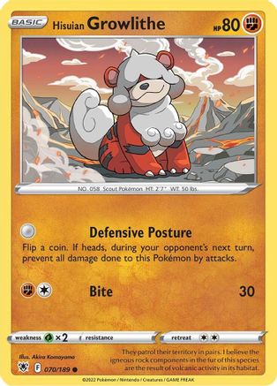 Hisuian Growlithe (070/189) [Sword & Shield: Astral Radiance] - Trinity Hobby
