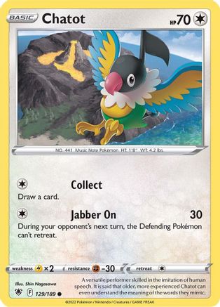 Chatot (129/189) [Sword & Shield: Astral Radiance] - Trinity Hobby