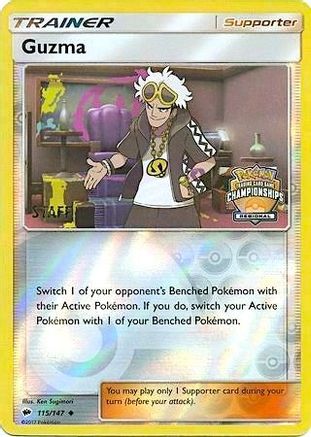 Guzma (115/147) (League Promo) (Staff) [Sun & Moon: Burning Shadows] - Trinity Hobby