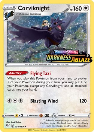 Corviknight (Darkness Ablaze Stamped) - (156/189) Holofoil [Miscellaneous Cards & Products]
