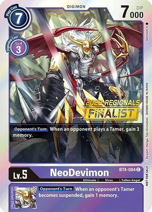 NeoDevimon [BT4-084] (2022 Championship Online Regional) (Online Finalist) [Great Legend Promos] - Trinity Hobby