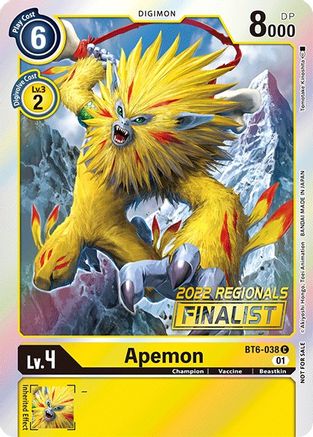 Apemon [BT6-038] (2022 Championship Online Regional) (Online Finalist) [Double Diamond Promos] - Trinity Hobby