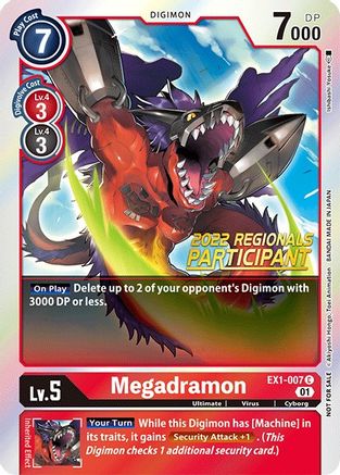 Megadramon [EX1-007] (2022 Championship Online Regional) (Online Participant) [Classic Collection Promos]