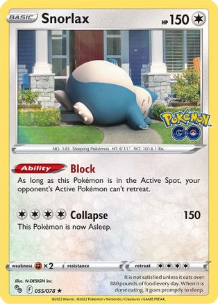 Snorlax (055/078) [Pokémon GO] - Trinity Hobby