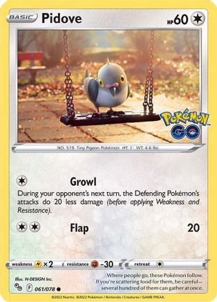 Pidove (061/078) [Pokémon GO] - Trinity Hobby