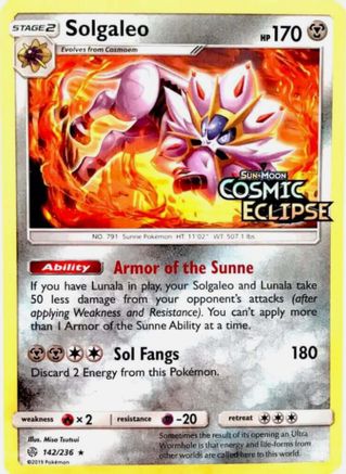 Solgaleo (Cosmic Eclipse Stamped) - (142/236) Holofoil [Miscellaneous Cards & Products]