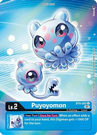 Digimon Puyoyomon [BT9-002] box topper card from Digimon X Record series, featuring detailed artwork of the Digimon character.