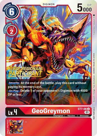 GeoGreymon [ST7-06] (2022 Championship Offline Regional) (Online Participant) [Starter Deck: Gallantmon Promos] - Trinity Hobby