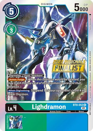 Lighdramon [BT8-053] (2022 Championship Offline Regional) (Online Finalist) [New Awakening Promos] - Trinity Hobby