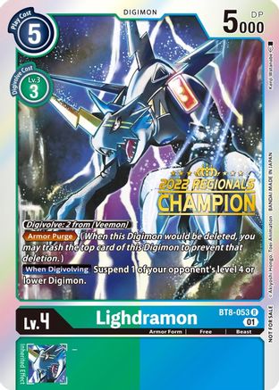 Lighdramon [BT8-053] (2022 Championship Offline Regional) (Online Champion) [New Awakening Promos] - Trinity Hobby