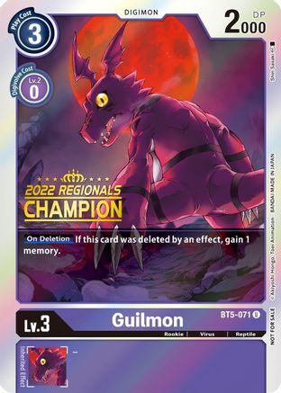 Guilmon [BT5-071] (2022 Championship Offline Regional) (Online Champion) [Battle of Omni Promos] - Trinity Hobby