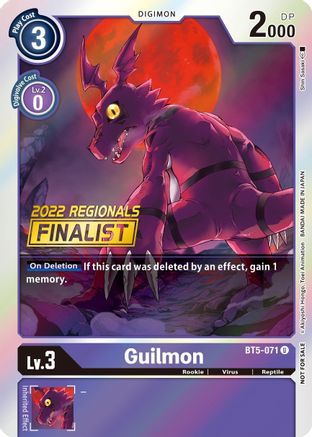 Guilmon [BT5-071] (2022 Championship Offline Regional) (Online Finalist) [Battle of Omni Promos] - Trinity Hobby