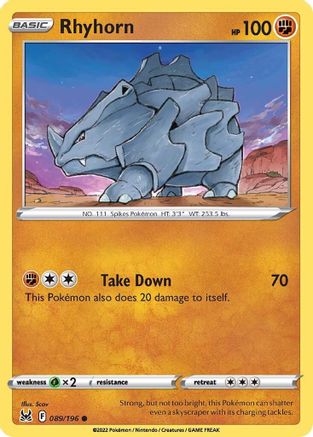 Rhyhorn (089/196) [Sword & Shield: Lost Origin] - Trinity Hobby