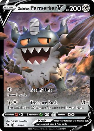 Galarian Perrserker V (129/196) [Sword & Shield: Lost Origin] - Trinity Hobby