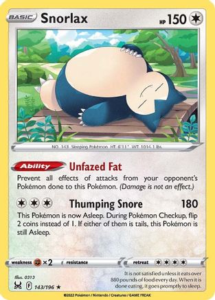 Snorlax (143/196) [Sword & Shield: Lost Origin] - Trinity Hobby