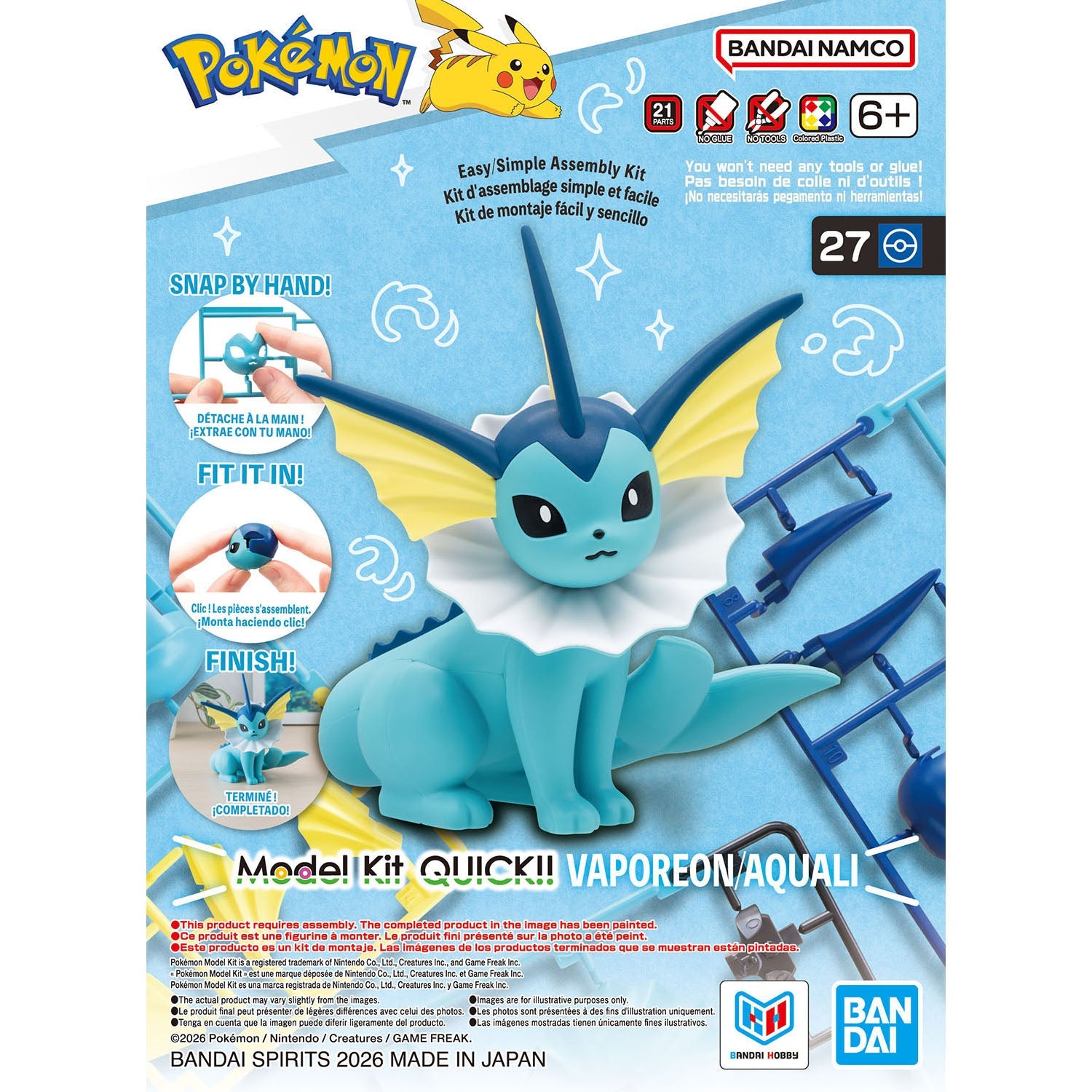 Bandai - Pokemon Model Kit QUICK!! 27 VAPOREON