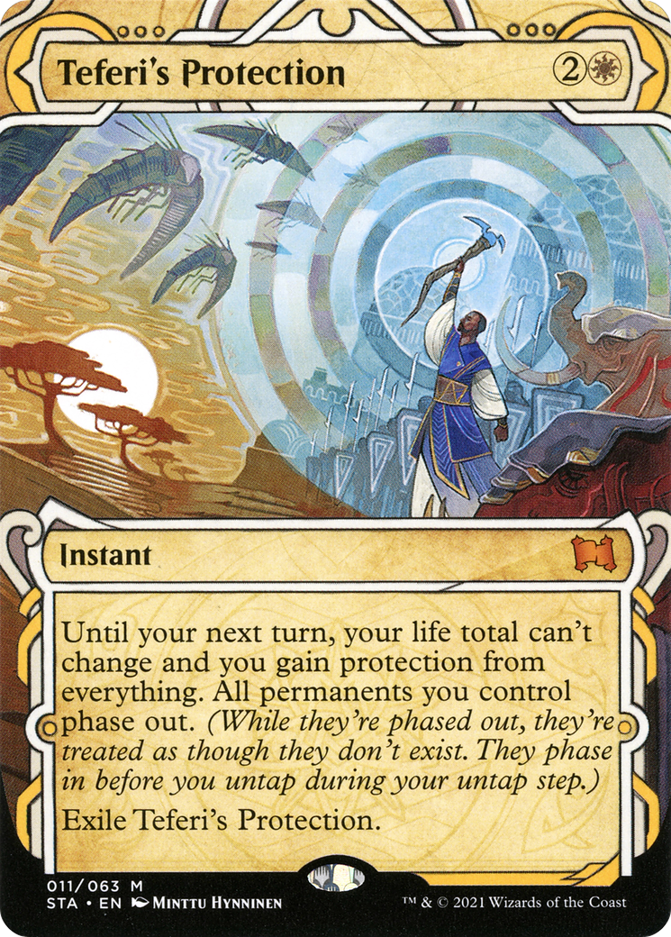 Teferi's Protection [Etched Foil]  (STA-011) - [Strixhaven Mystical Archive]: (Showcase) (Borderless) - Trinity Hobby
