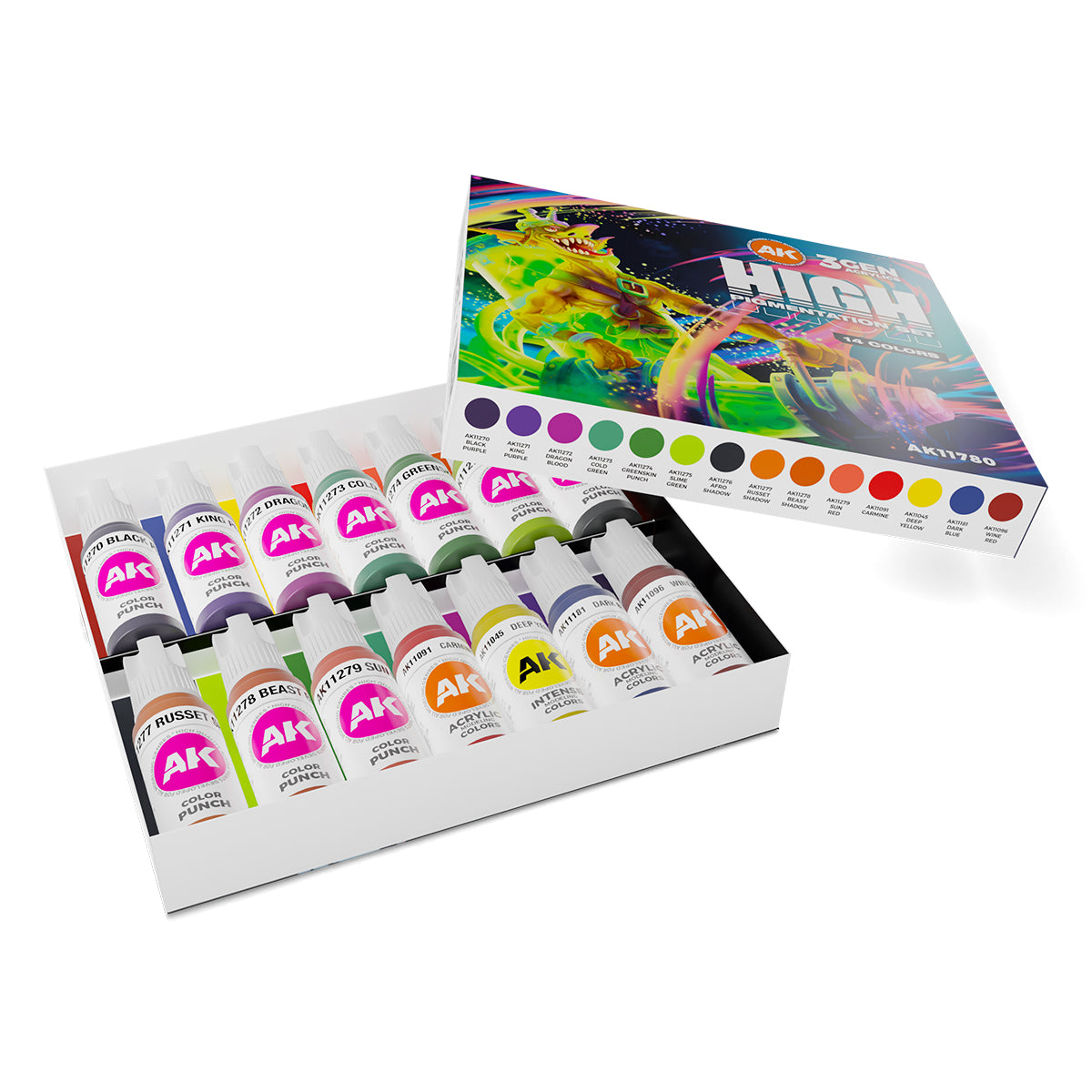 AK Interactive 3G High Pigmentation Set - 14 Colors SKU: AK-11780 - Trinity Hobby