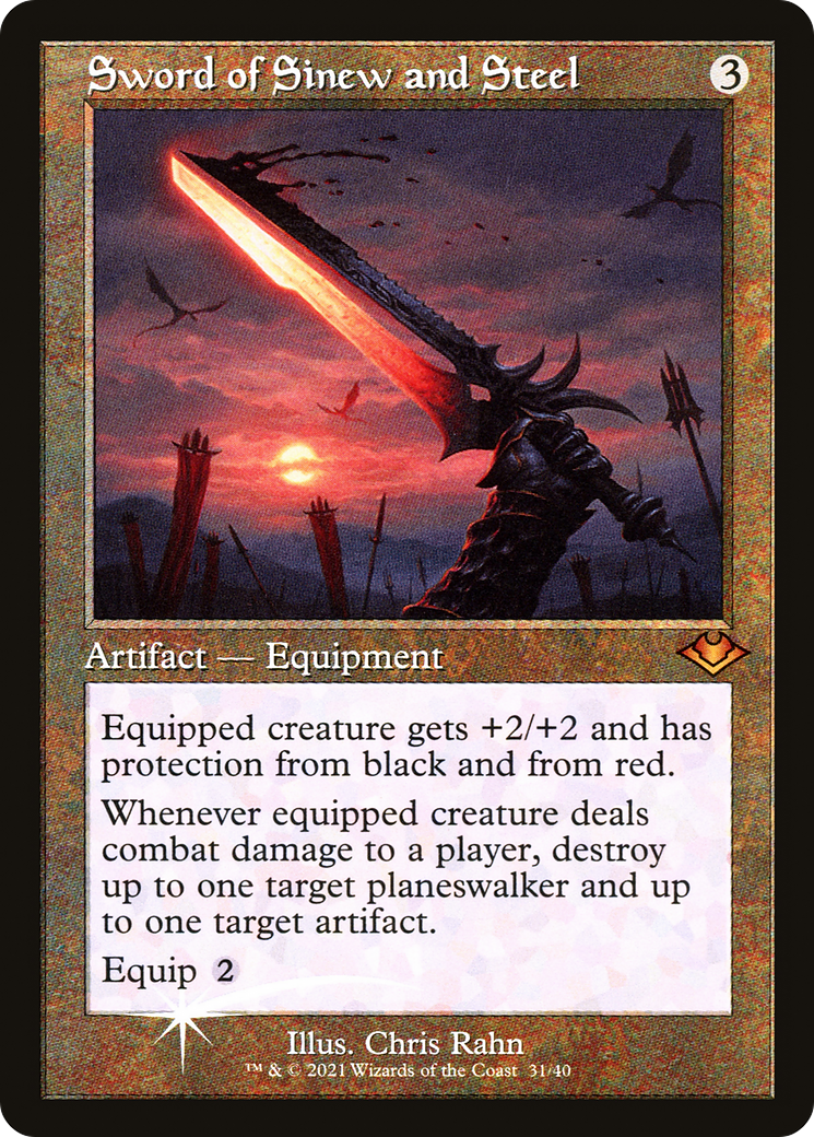 Sword of Sinew and Steel [Etched Foil]  (MH1-031) - [Modern Horizons 1 Timeshifts] - Trinity Hobby