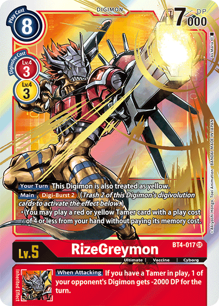 RizeGreymon [BT4-017] (Alternate Art) [Great Legend] - Trinity Hobby
