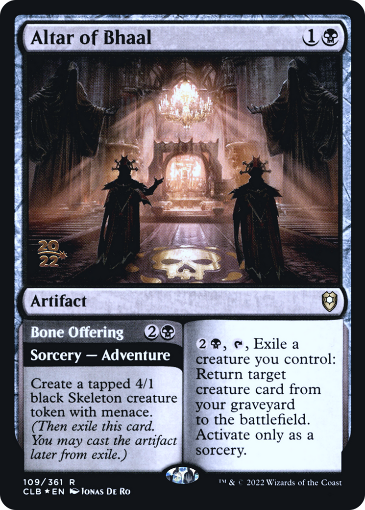 Altar of Bhaal // Bone Offering [Commander Legends: Battle for Baldur's Gate Prerelease Promos] - Trinity Hobby