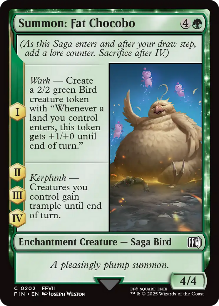 Summon: Fat Chocobo  [Foil]  (FIN-202) - [FINAL FANTASY]: (enchantment) - Trinity Hobby