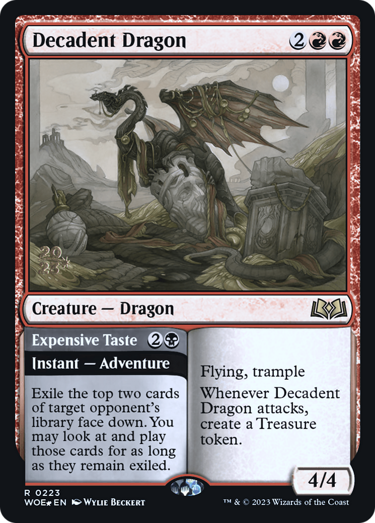 Decadent Dragon // Expensive Taste [Wilds of Eldraine Prerelease Promos] - Trinity Hobby