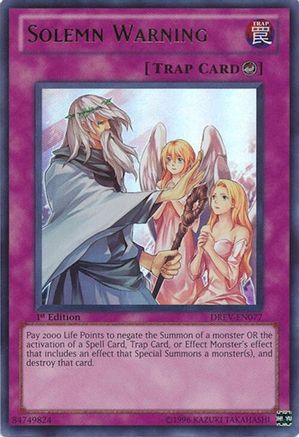 Solemn Warning [DREV-EN077] Ultra Rare - Trinity Hobby