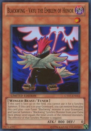 Blackwing - Vayu the Emblem of Honor [CT07-EN012] Super Rare - Trinity Hobby