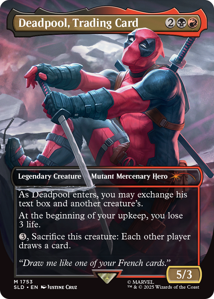 Deadpool, Trading Card  [Foil]  (SLD-1753) - [Secret Lair Drop] (Borderless) - Trinity Hobby