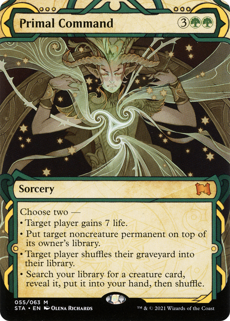 Primal Command [Etched Foil]  (STA-055) - [Strixhaven Mystical Archive]: (Showcase) (Borderless) - Trinity Hobby