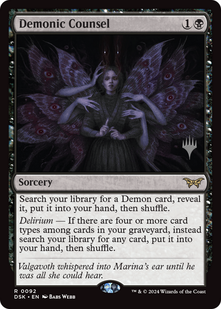 Demonic Counsel (Promo Pack) [Duskmourn: House of Horror Promos] - Trinity Hobby