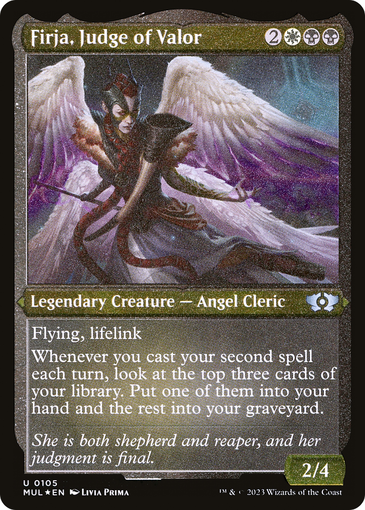 Firja, Judge of Valor (Foil Etched)  [Foil]  (MUL-105) - [Multiverse Legends] - Trinity Hobby