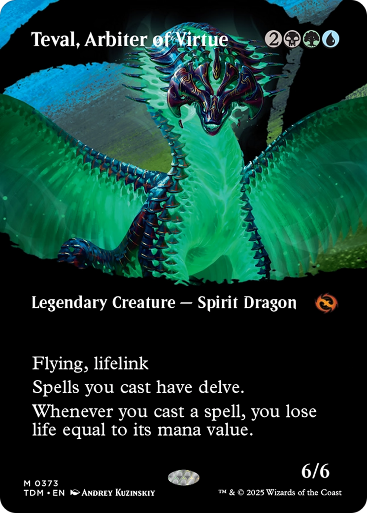 Teval, Arbiter of Virtue  (TDM-373) - [Tarkir: Dragonstorm]: (Showcase) (Borderless) - Trinity Hobby