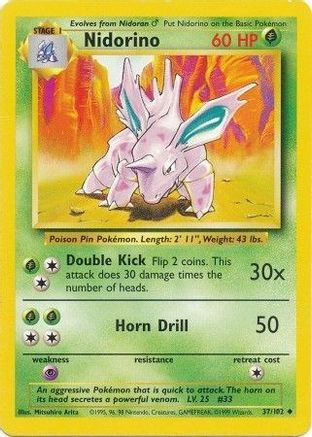 Nidorino (37/102) [Base Set Unlimited] - Trinity Hobby