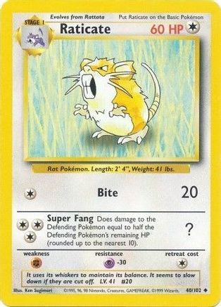 Raticate (40/102) [Base Set Unlimited] - Trinity Hobby