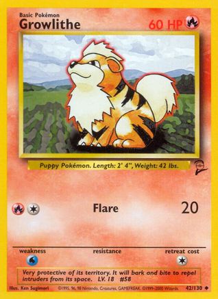 Growlithe (42/130) [Base Set 2] - Trinity Hobby