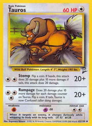 Tauros (62/130) [Base Set 2] - Trinity Hobby