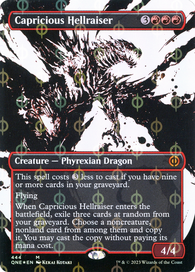 Capricious Hellraiser (Borderless Ichor Step-and-Compleat Foil) [Phyrexia: All Will Be One] - Trinity Hobby
