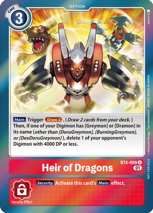 Heir of Dragons [BT4-099] (ST-11 Special Entry Pack) [Great Legend Promos] - Trinity Hobby
