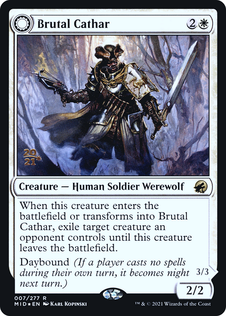 Brutal Cathar // Moonrage Brute [Innistrad: Midnight Hunt Prerelease Promos] - Trinity Hobby